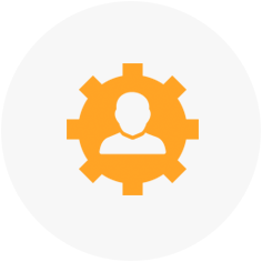 A Portrait bust inside a Gear Icon